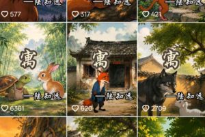抖音某博主的AI寓言故事动画教学，涵盖封面设计、AI动画生成、工具、低成本薅羊毛生成，轻松入局蓝海赛道变现