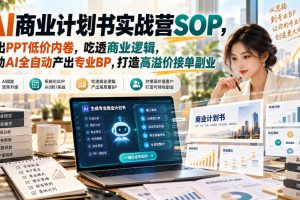 【无水印】AI商业计划书实战营SOP，跳出PPT低价内卷，吃透商业逻辑，借助AI全自动产出专业BP，打造高溢价接单副业